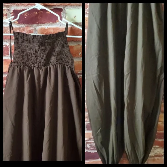 Brown Boho Cami Linen/Cotton Jumpsuit S - Picture 4 of 4